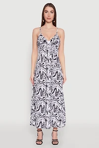 Womens Swirl Print Empire Waist Maxi Dress, Multi, Size S