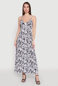 Womens Swirl Print Empire Waist Maxi Dress, Multi, Size S
