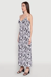 Womens Swirl Print Empire Waist Maxi Dress, Multi, Size S