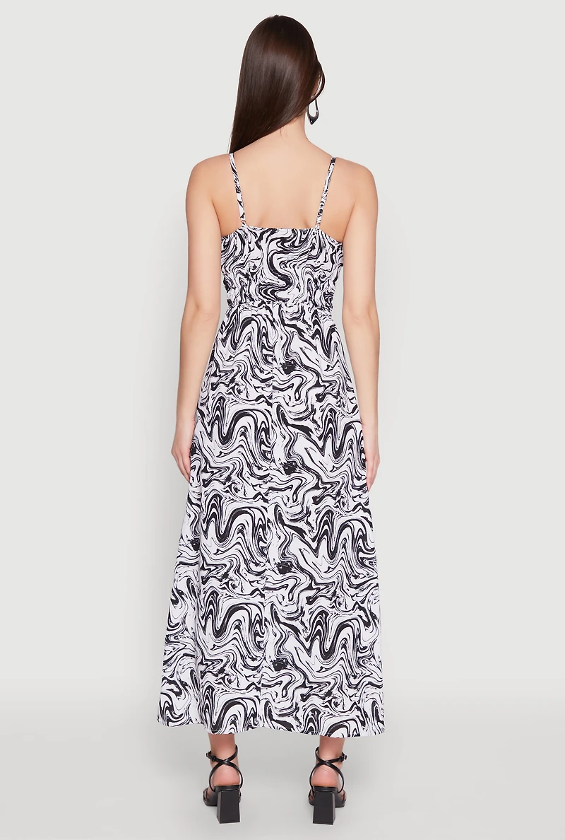 Womens Swirl Print Empire Waist Maxi Dress, Multi, Size S