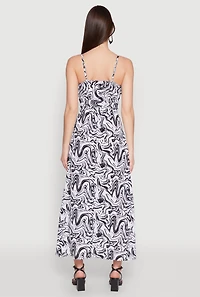 Womens Swirl Print Empire Waist Maxi Dress, Multi, Size S