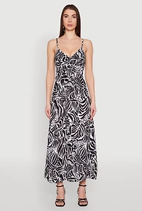 Womens Zebra Leopard Print Empire Waist Maxi Dress, Multi, Size S