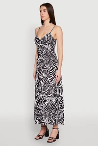 Womens Zebra Leopard Print Empire Waist Maxi Dress, Multi, Size S