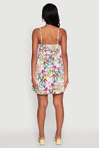Womens Tropical Floral Sleeveless Sundress, Multi, Size L