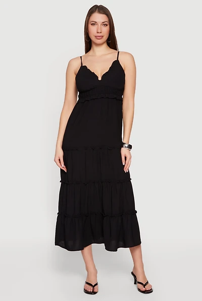 Crepe Knit Ruffle Tiered Sundress