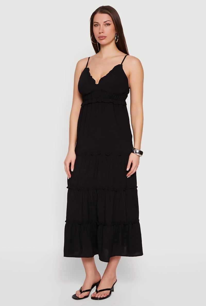 Crepe Knit Ruffle Tiered Sundress