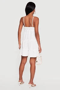 Crepe Knit V Neck Tiered Dress