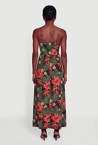 Floral Print V Neck Maxi Dress
