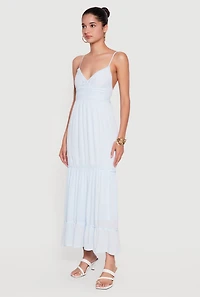 Crochet Detail Ruffle Tiered Maxi Dress