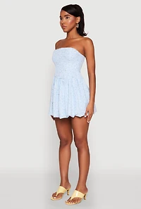 Womens Floral Strapless Corset Skater Dress,