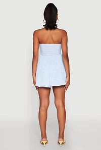 Womens Floral Strapless Corset Skater Dress,