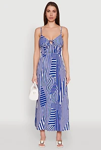 Printed Pattern Sleeveless Empire Waist Dress