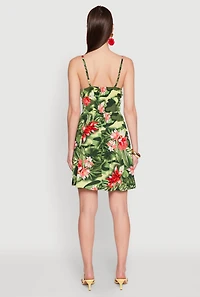 Womens Floral Camo Print Empire Waist Dress, Green,