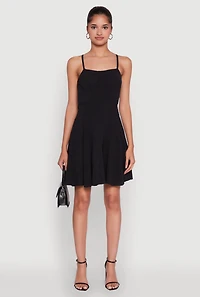 Trendy Crepe Knit Padded Bustier Skater Dress