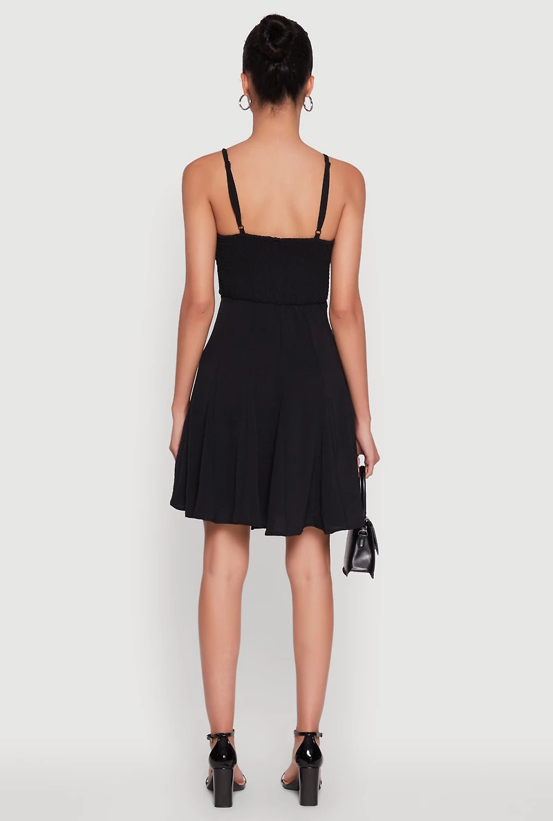 Trendy Crepe Knit Padded Bustier Skater Dress