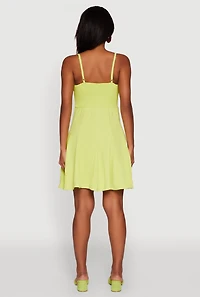 Womens Trendy Crepe Knit Padded Bustier Skater Dress, Yellow,
