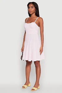 Womens Trendy Crepe Knit Padded Bustier Skater Dress, Pink, Size M