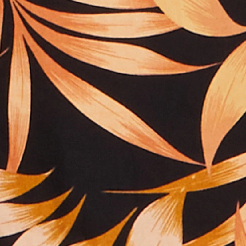 Leaf Print Smocked Waist Maxi Dress