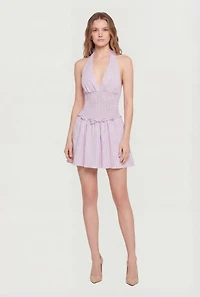 Striped Smocked Halter Mini Dress