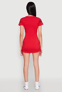Womens Boss Glitter Ruched T Shirt Dress, Red, Size S