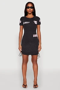 Womens Mineral Wash Los Angeles Graphic Print Dress, Grey, Size M