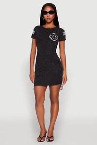 Womens Mineral Wash Good Things Are Coming T Shirt Dress, Grey, Size M