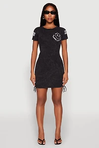 Womens Mineral Wash Good Things Are Coming T Shirt Dress, Grey, Size S