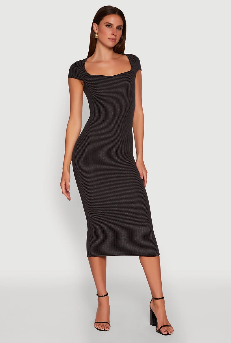 Womens Trendy Textured Knit Tie Back Cut Out Maxi Dress, Black, Size L