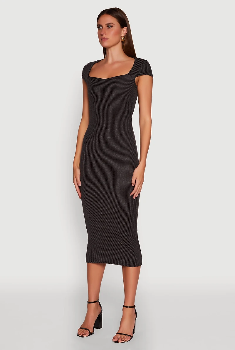 Womens Trendy Textured Knit Tie Back Cut Out Maxi Dress, Black, Size L