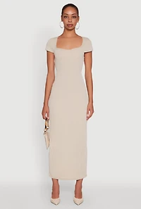 Womens Trendy Textured Knit Tie Back Cut Out Maxi Dress,