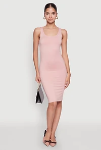 Chic Sleeveless Scoop Neck Midi Tank Dress
