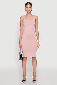 Chic Sleeveless Scoop Neck Midi Tank Dress