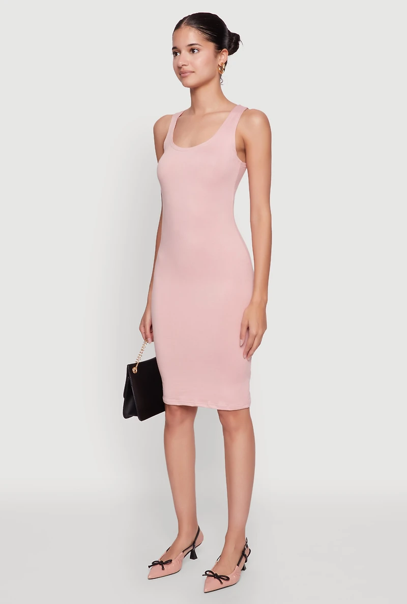 Chic Sleeveless Scoop Neck Midi Tank Dress