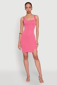 Square Neck Rib Knit Tank Dress