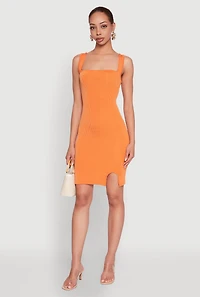 Square Neck Rib Knit Tank Dress