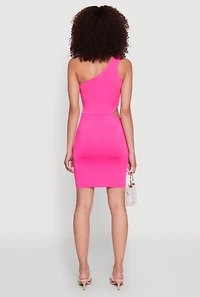 Keyhole Side One Shoulder Mini Dress