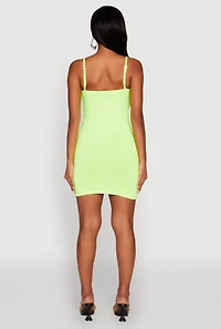 Womens Scoop Neck Mini Cami Dress, Green, Size M