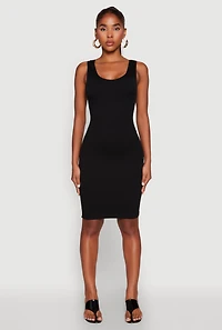 Womens Ribbed Knit Seamless Tank Dress, S-M
