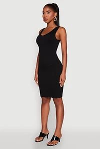 Womens Ribbed Knit Seamless Tank Dress, S-M