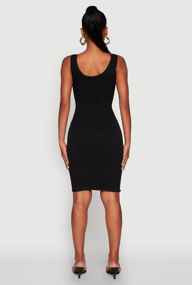 Womens Ribbed Knit Seamless Tank Dress, S-M