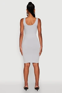 Womens Ribbed Knit Seamless Tank Dress, Grey, Size S-M