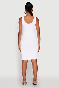 Womens Ribbed Knit Seamless Tank Dress, White, Size S-M