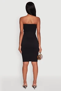 Womens Seamless Rib Knit Tube Midi Dress,