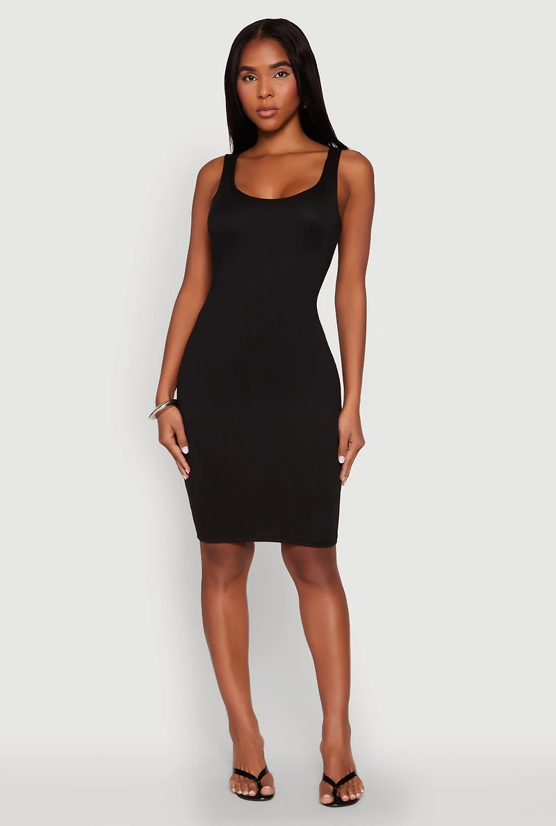 Womens Scoop Neck Midi Tank Dress,