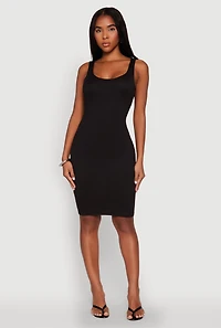 Womens Scoop Neck Midi Tank Dress,