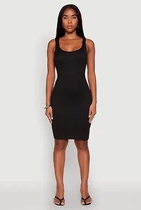 Womens Scoop Neck Midi Tank Dress,
