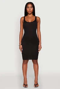 Womens Scoop Neck Tank Midi Dress, Black,