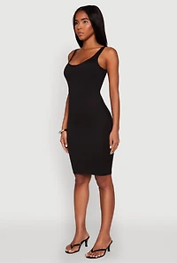 Womens Scoop Neck Tank Midi Dress, Black,