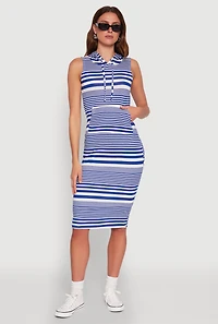 Striped Hooded Tank Dress