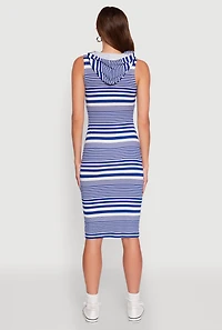Striped Hooded Tank Dress